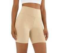 Lilax Girls Athletic Shorts High Waisted Yoga Dance Biker Shorts (Beige, 11-12 Years)