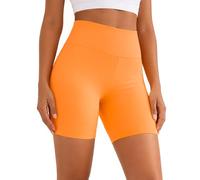 Lilax Girls Athletic Shorts High Waisted Yoga Dance Biker Shorts (Orange, 9-10 Years)
