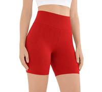 Lilax Girls Athletic Shorts High Waisted Yoga Dance Biker Shorts (Red, 5-6 Years)