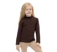 Lilax Girls' Basic Long Sleeve Mock Turtleneck Cotton T-Shirt 10 Brown