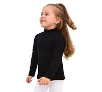 Lilax Girls' Basic Long Sleeve Mock Turtleneck Cotton T-Shirt 11 Black