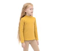 Lilax Girls' Basic Long Sleeve Mock Turtleneck Cotton T-Shirt 12 Mustard