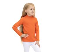 Lilax Girls' Basic Long Sleeve Mock Turtleneck Cotton T-Shirt 12 Orange