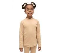 Lilax Girls' Basic Long Sleeve Mock Turtleneck Cotton T-Shirt 4T Beige