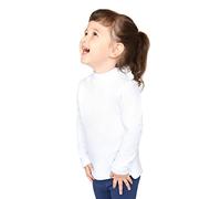 Lilax Girls' Basic Long Sleeve Mock Turtleneck Cotton T-Shirt 4T White