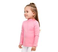 Lilax Girls' Basic Long Sleeve Mock Turtleneck Cotton T-Shirt 6 Pink