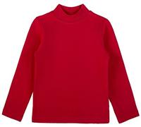Lilax Girls' Basic Long Sleeve Mock Turtleneck Cotton T-Shirt (Red, 2T)