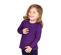 Lilax Girls' Basic Long Sleeve Round Neck Cotton T-Shirt 5 Purple