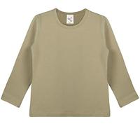 Lilax Girls' Basic Long Sleeve Round Neck Cotton T-Shirt, Olive Green, 4 Years