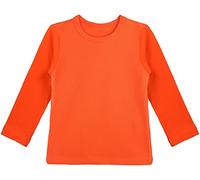 Lilax Girls' Basic Long Sleeve Round Neck Cotton T-Shirt (Orange, 11 Years)