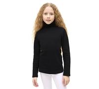 Lilax Girls' Basic Long Sleeve Turtleneck Cotton T-Shirt 10 Black