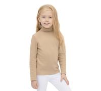 Lilax Girls' Basic Long Sleeve Turtleneck Cotton T-Shirt 6 Beige