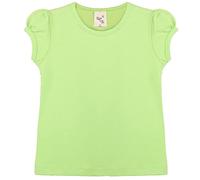 Lilax Girls' Basic Short Puff Sleeve Round Neck Cotton T-Shirt (10, Apple Green)