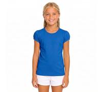 Lilax Girls' Basic Short Puff Sleeve Round Neck Cotton T-Shirt (10, Royal Blue)