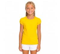 Lilax Girls' Basic Short Puff Sleeve Round Neck Cotton T-Shirt (11, Yellow)