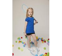 Lilax Girls' Basic Short Puff Sleeve Round Neck Cotton T-Shirt (6, Royal Blue)