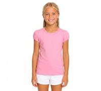 Lilax Girls' Basic Short Puff Sleeve Round Neck Cotton T-Shirt (6, Sugar Pink)