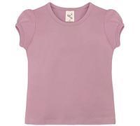 Lilax Girls' Basic Short Puff Sleeve Round Neck Cotton T-Shirt (7, Dusty Rose)