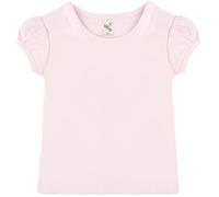 Lilax Girls' Basic Short Puff Sleeve Round Neck Cotton T-Shirt (8, Pink)