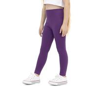 Lilax Girls' Basic Solid Full Length Leggings (Purple, 8 Years)