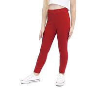 Lilax Girls' Basic Solid Full Length Leggings (Red, 11 Years)