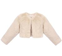 Lilax Girls Cozy Faux Fur Long Sleeve Crew Neck Dress Coat