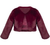 Lilax Girls Cozy Faux Fur Long Sleeve Crew Neck Dress Coat