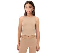 Lilax Girls' Double Lined Sleeveless Basic Crop Tank Top (Beige, 4T)