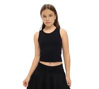 Lilax Girls' Double Lined Sleeveless Basic Crop Tank Top (Black, 5T)