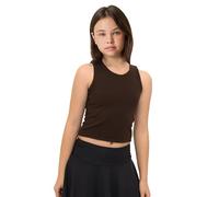 Lilax Girls' Double Lined Sleeveless Basic Crop Tank Top (Brown, 6)