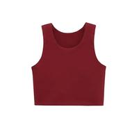 Lilax Girls' Double Lined Sleeveless Basic Crop Tank Top (Burgundy, 14)