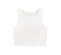 Lilax Girls' Double Lined Sleeveless Basic Crop Tank Top (Cream, 4T)