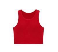 Lilax Girls' Double Lined Sleeveless Basic Crop Tank Top (Red, 4T)