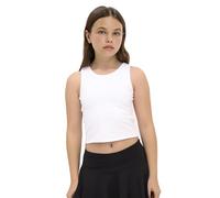 Lilax Girls' Double Lined Sleeveless Basic Crop Tank Top (White, 14)