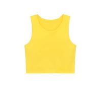 Lilax Girls' Double Lined Sleeveless Basic Crop Tank Top (Yellow, 12)