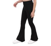Lilax Girls Flare Leggings Dance Bottoms High Waisted Bootcut Yoga Pants (Black, 10)