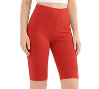 Lilax Girls' High Waisted Biker Shorts Dance Gymnastics Shorts for Kids (Red, 9-10 Years)