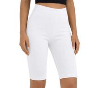 Lilax Girls' High Waisted Biker Shorts Dance Gymnastics Shorts for Kids (White, 9-10 Years)