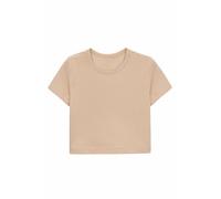 Lilax Girls Short Sleeve Crewneck Crop Top Tee (Beige, 7)