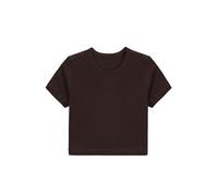 Lilax Girls Short Sleeve Crewneck Crop Top Tee (Brown, 8)