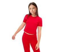 Lilax Girls Short Sleeve Crewneck Crop Top Tee (Red, 8)