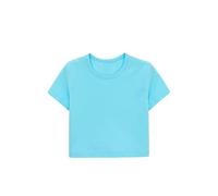 Lilax Girls Short Sleeve Crewneck Crop Top Tee (Turquoise, 10)