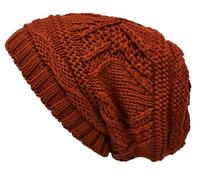 Lilax Knit Slouchy Oversized Soft Warm Winter Beanie Hat, Brick,