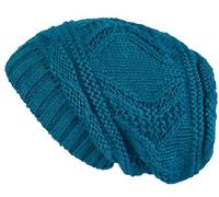Lilax Knit Slouchy Oversized Soft Warm Winter Beanie Hat, Peacock Blue, 0-1