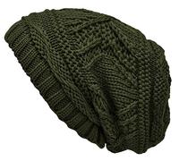 Lilax Knit Slouchy Oversized Soft Warm Winter Beanie Women Hat Army Green