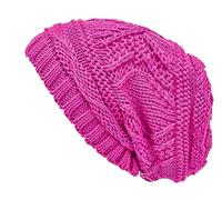 Lilax Knit Slouchy Oversized Soft Warm Winter Beanie Women Hat Hot Pink