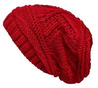 Lilax Knit Slouchy Oversized Soft Warm Winter Beanie Women Hat Red