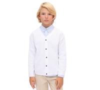 Lilax Little Boys Basic Long Sleeve V-Neck Classic Knit Cardigan Sweater 4T White