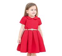 Lilax Little Girls' Flocked Occasion Dress with Shimmer Belt 8 Red