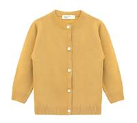 Lilax Little Girls' Knit Basic Cardigan, Long Sleeve Button Up Sweater Mustard 12 Years